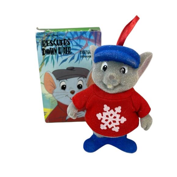 VTG Disney The Rescuers Down Under Bernard Felt Flocked Christmas Ornament w/Box - Picture 13 of 13